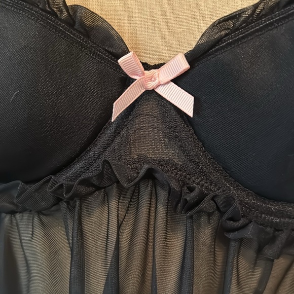 Victoria Secret Sexy Little Things Black/Pink Sheer Lingerie Womens 36B ruffles - Picture 3 of 10